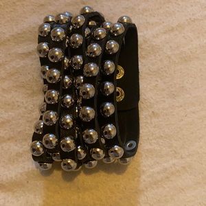 Studded black cuff bracelet